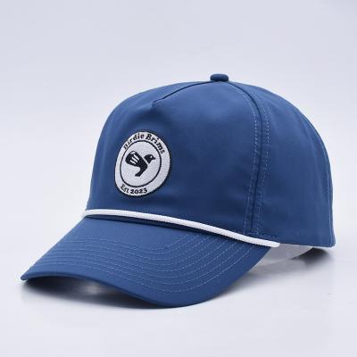 Cina Wholesale Blue Rope Baseball Cap Custom Structured Embroidery Logo 5 Panel Golf Hats Gorras in vendita