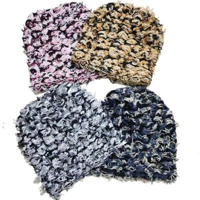 China 2024 New Hip Hop Balaclava Distressed Knitted Caps Mask Women Outdoor Camouflage Fleece Fuzzy Ski Balaclava Beanies Women Men Hat for sale