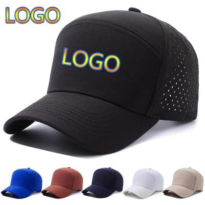 China Logotipo personalizado con agujero cortado por láser gorra de béisbol perforada gorras deportivas impermeables gorra en venta