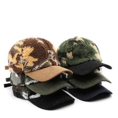 China Autumn Winter Men And Women Warm Thick Camouflage Corduroy Baseball Cap Custom Adult Winter Wool Fashion Baseball Hats Caps for sale