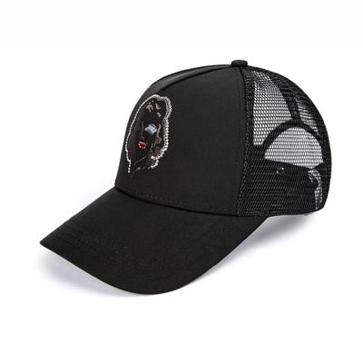 China Custom Reversible Sequin 5 Panel Trucker Cap Unisex Style Comfortable Black Mesh Cap for sale