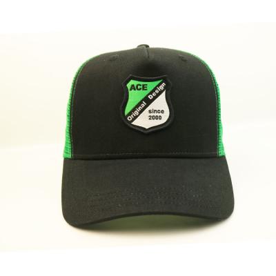 China Oem Custom Trucker Caps , Plastic Adjustable Buckle Green 100 Polyester Trucker Caps for sale