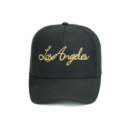 China Customize Black 6 - Panel Flat Embroidery Logo Sports Baseball Caps for sale