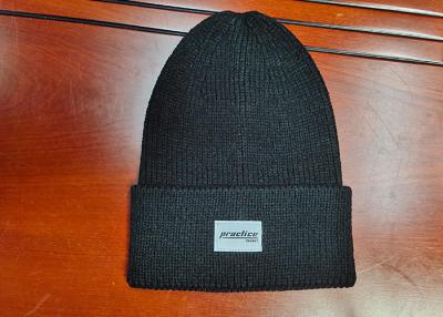 China warm black wool or cotton customize woven label inner tape printing knitted boonies hats for winter en venta