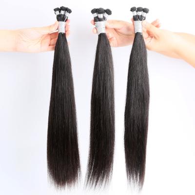 China Wholesale Straight Human Hair 100% Weft Hair Extensions 20 Inch 10A Color Natural Double Hand Drawn Tied for sale