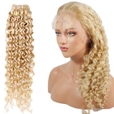 China Premier 613 Blonde Deep Curly Brazilian Premier Deep Curly Cuticle Aligned Virgin Hair Extensions Bundles for sale