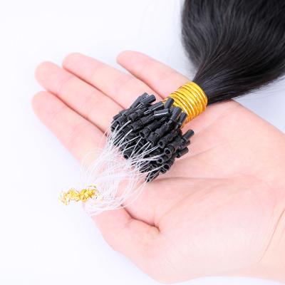 China Factory Wholesale 12 Women Hair Extension Straight One Ring Micro Loop Hair Extension Human Best Quality Hair for sale