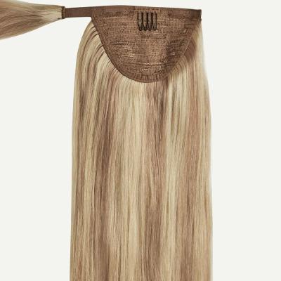 China Pure Original Natural Unprocessed Russian Hair Ponytail Extension Color Highlight Premier Cuticle Hair Machine Made Hair Extension for sale