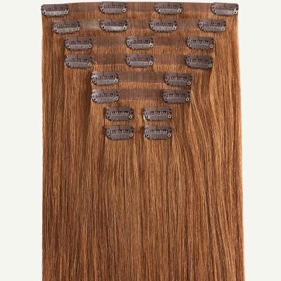 China 100% European Seamless Top Quality Remy Human Hair PU Remy Human Hair Premier Natural Original Pure Red Color Hair Clips In Hair Extension for sale