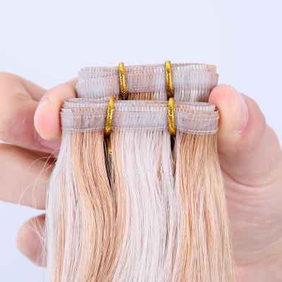 China Straight Russian Hair Cuticle Aligned Double Drawn Remy Virgin Hair Women Hair Weft Extension for sale