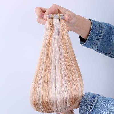 China Straight Russian Hair Cuticle Aligned Double Drawn Remy Virgin Hair Women Hair Weft Extension for sale