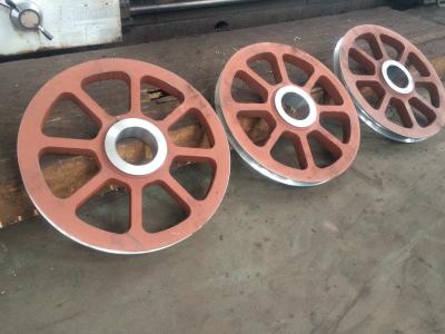 China Steel Casting wire rope pulley wheels , Φ1000 wire rope wheel sheave for sale