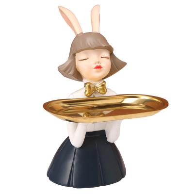 China As Shown Modern Style Rabbit Treasure Girl Jewelry Wedding Gift Resin Decoration for sale