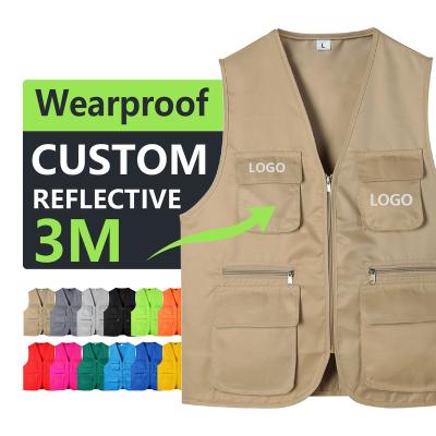 China Multi Pockets Cargo Fisherman Vest CHAOMEN Cartoon Logo Anti-Shrink Vest For Fishing Journalist Hiking Photography Camping Safari Vest for sale