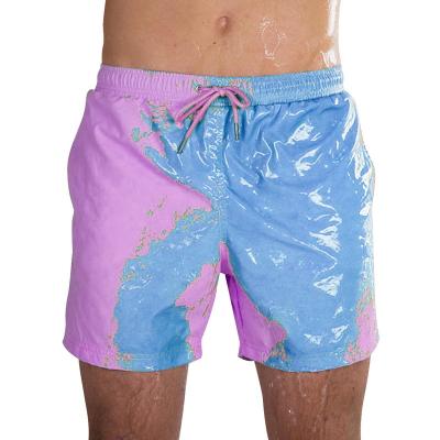 China Breathable Accept OEM Customize Printed Logo Beach Shorts Swimwear Color Change Beachwear Men Sexy Man Short Swim Swimming Shorts for sale