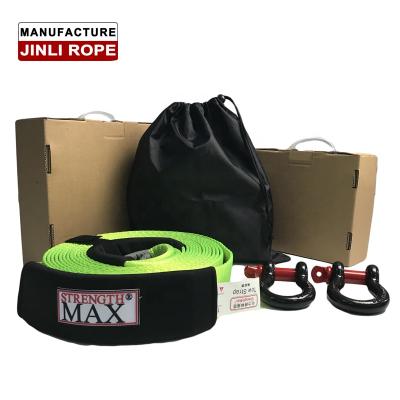 China Polyester (JINLI BELT) Tow Strap Recovery Kit, heavy duty polyester strap + D Ring Shackles + Carry Bag + individual box for sale