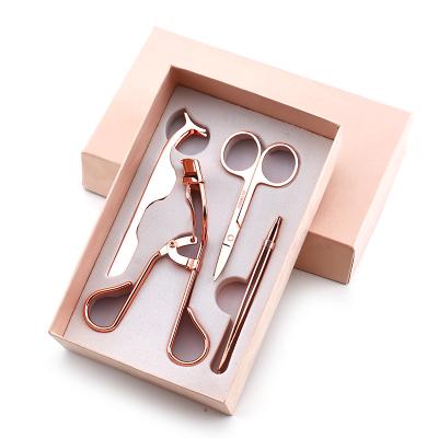 China Popular 4 Pcs in Gift Box Makeup Tools Stainless Steel False Eyelash Scissors Eyebrow Scissors and Eyelash Tweezers for sale