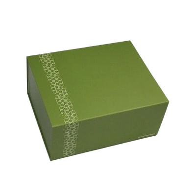 China Recycled Materials Luxury sage green packing box for gift with ribbon green gift box with magnetic lid for sale