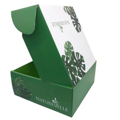 China Recyclable E-Commerce Custom Printing Logo Self Sealing Recycled green Shipping Box E Flute Corrugated Transport Mailer Carton for sale