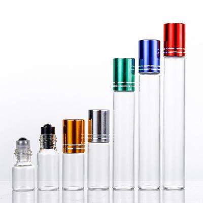 China Travel 1ml Vial Roll On Bottle Empty Cosmetic Glass Roll On Bottle 10ml With Roll Ball For Essential Oil, Perfume for sale