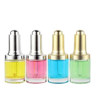 China 30ml/1oz Cosmetic Press Clear Thick Glass Dropper Bottles Refillable Essence Liquid Bottle Essential Oil Bottle With Gold Cap for sale