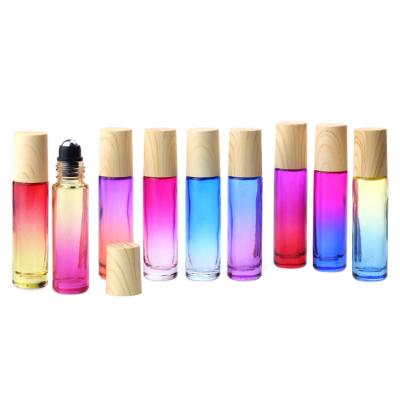 China Cosmetic Glass Roll On Bottle 10ml Gradient Color Essential Oil Roller Bottles 1ml 3ml Perfume Roller Bottle For Skin Care Serum for sale