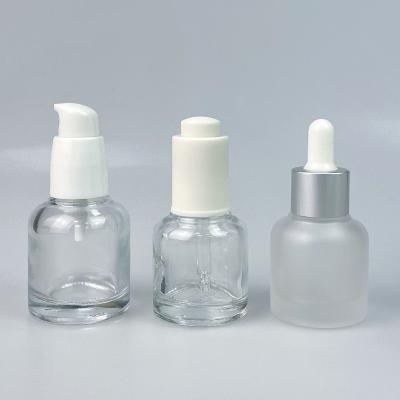 China Cosmetic Skin Care 30ml Serum Pump Bottle Cupcake Shape Essential Oil Dropper Glass Bottle for sale