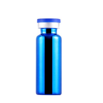 China Luxury Blue Plated Glass Cosmetic Vial Serum Bottle Ampoule Essential Oil Glass Bottle 20ml For Hyaluronic Acid Essence for sale