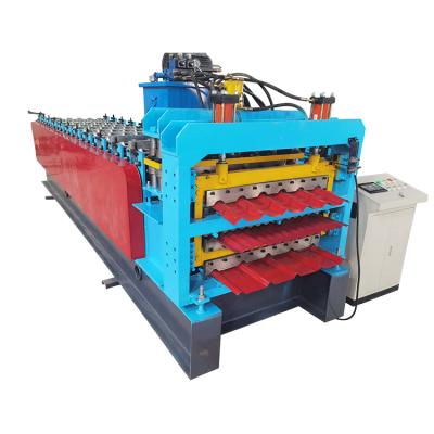 China Hotels Building Material IBR Panel / Steel Glazed Corrugated Metal Tile Roofing Sheet Machine Three Layer Roll Forming Machine for sale