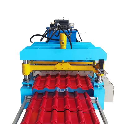 China Hotels Galvanized Steel Color Iron Step Panel Automatic Roofing Roll Forming Machine Euro Tile Making Machine For Sale for sale