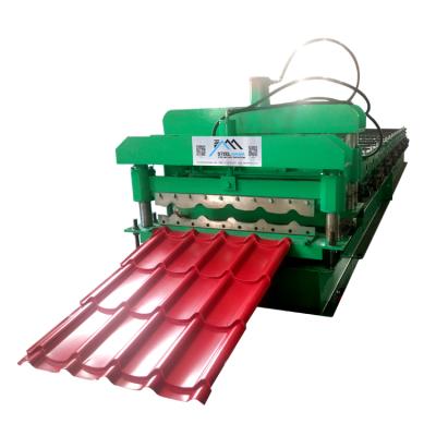 China High Quality Hotels Metal Glazed Step Tile Sri Lanka Style 740 Mm Tile Roll Roof Forming Machine With Best Price for sale