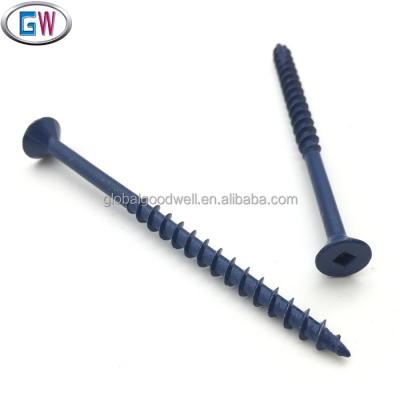 China Recess Flat Countersunk Head Square Blue Coated Surface Decking Screws for sale