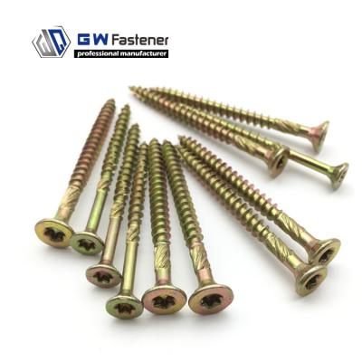 China Long Yellow Construction Screw Double Milled Doule Milled Zinc Star Wood Screws Chipboard Torx Screw for sale