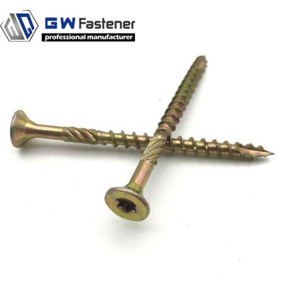 China Zinc Flat Yellow Type 17 Double Countersunk Chipboard Torx Screw Head (Star) Drive Screw Deck Wood Screws for sale