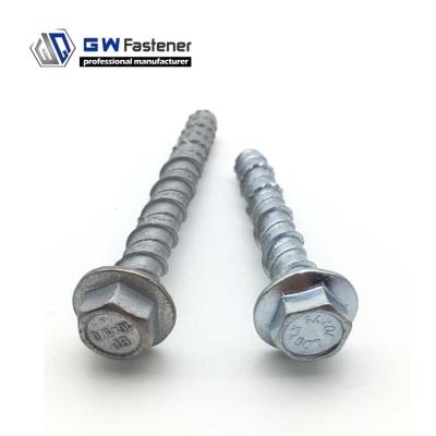 China Concrete Hex Flange 75mm 100mm 120mm 200mm Masonry Screw Bolt Masonry Screw Anchor Thunderbolt Screw Anchor for sale