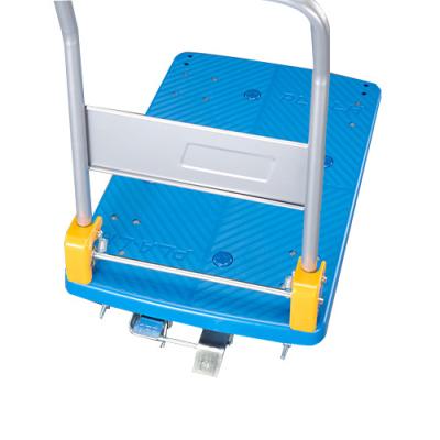 China Folding 150kgs Plastic Tools Platform Uni-quiet Handle Cover Trolley With Brake Rack PLA150TS-DX for sale