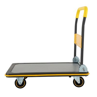 China Uni-Silent150kg Warehouse Platform Industrial Heavy Duty Yellow Foldable Hand Cart Outdoor Mobile Cart TB150-DX for sale