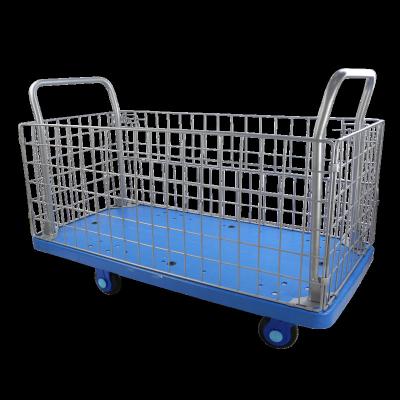 China Uni-silent 400kgs Tools Loading Heavy Duty Supermarket Cage Wire Mesh Hand Trolley PLA400N-AM1 for sale