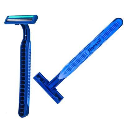 China Hot Selling Classic 2 Blade HW-B229GL Twin Fast Delivery Classic Two Blades Disposable Shaving Razor With ABS+TPR Handle for sale