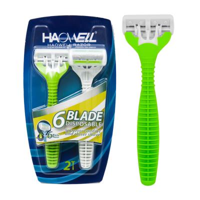 China 5 Blade Variable Shaver HW-B509DR Hot Selling OEM 6pcs/blister 5 Card Five Blade Razor Shaving Razor Blade With Lubricant Strip System Razor for sale