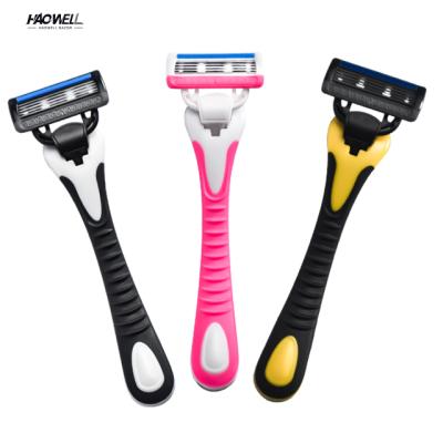 China Hot Selling HAOWELL Shaver System Five Blade Men's Body Shaver 5 Blade Razor With Metal Handle for sale