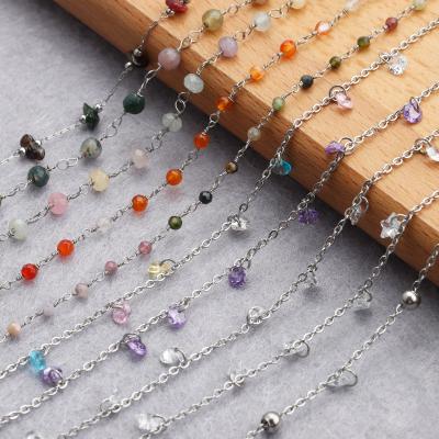 China Multi Style Stainless Steel Metal Diy Necklace Natural Stone Chain For Jewelry Making Women Accessories C147 1m/lot for sale