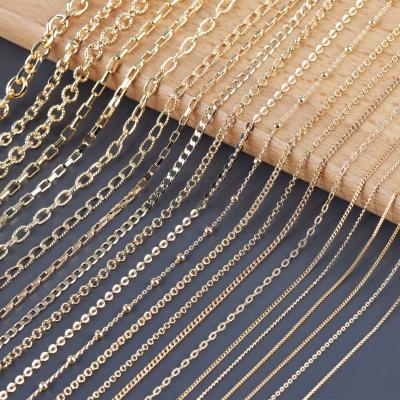 China TRENDY Vintage 18K Gold Plated Diy Choker Necklace Thin Link Chain For Women Fashion Jewelry Making Accessories C65 3m/lot for sale