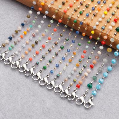 China Decoration Eyegalsses Style Stainless Steel Bead Sunglasses Bohemian Glasses Chain Diy Necklace For Women Jewelry M870 1pcs/lot for sale