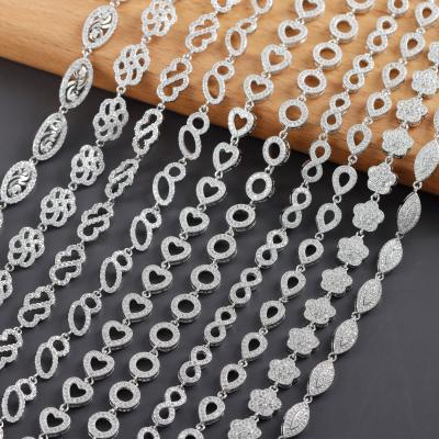 China CLASSIC Luxury Silver Metal Zircon Diy Necklace Bracelet For Women Jewelry Making Accessories M1056 20cm/lot for sale