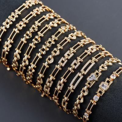 China Vintage Fashion Simple 18K Gold Plated Zircon Bangle Bracelets For Women Party Girls Jewelry Gift MA28 1pcs/lot for sale