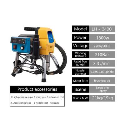 China Paint Spray Gun Concrete Spraying Machine LH3400I 1800w High Quality Self-spraying Paint Machine Electric Sirless Painting Sprayer Long Rod for sale