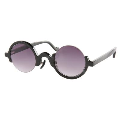 China Odd Asymmetrical Semicircle Arc Round Real Light Weight Semi Rimless Unique Handmade Half Frame Buffalo Horn Half Frame Sunglasses for sale