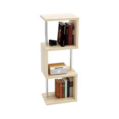 China S-Shaped Geometric Aesthetics Make Full Use Of Space P2 Grade Modern Geometric S-Shaped Honeycomb Panel Bookcase 4-Tier New Listing Free Standing Shelf for sale