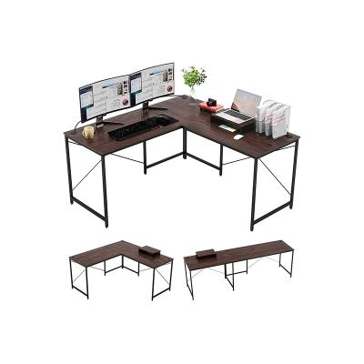 China Large Modern 2 Person Writing At Long Table L Shaped Computer Desk With Monitor Stand for sale